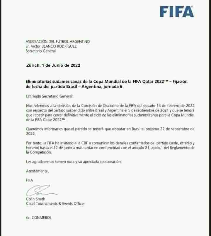 Communiqué FIFA - Mondial 2022