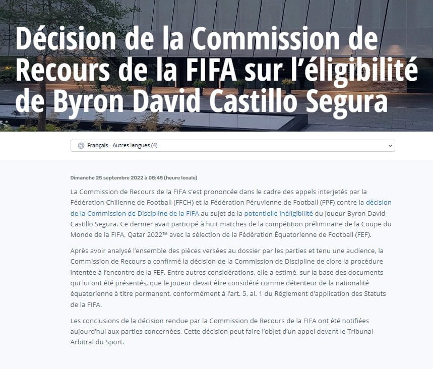 FIFA communiquÃ©