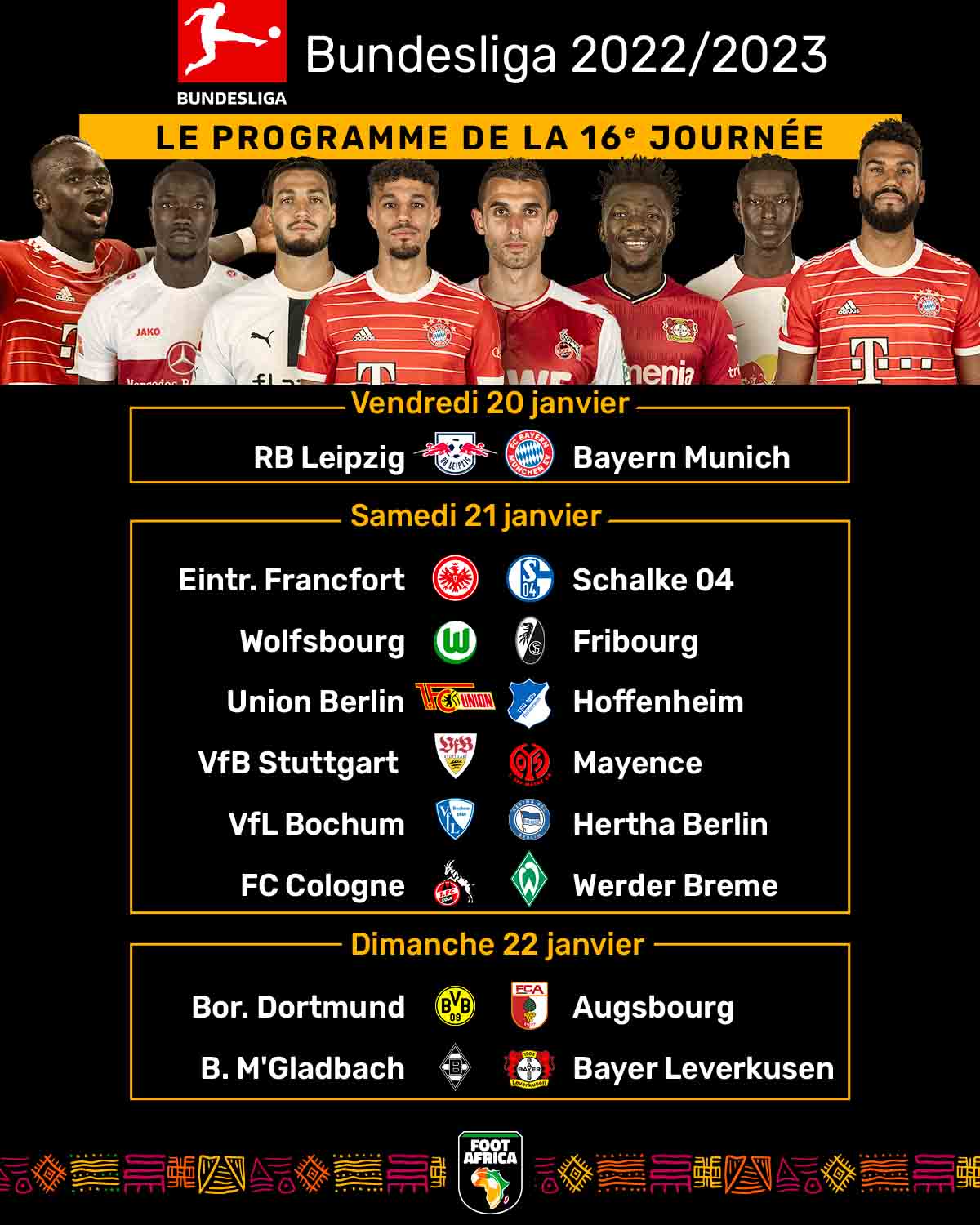 Bundesliga - Le programme de la 16e journée