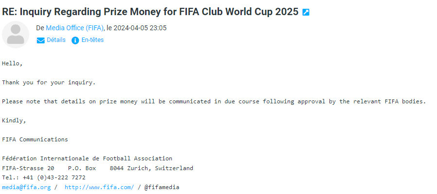 Prize Money WC 2025